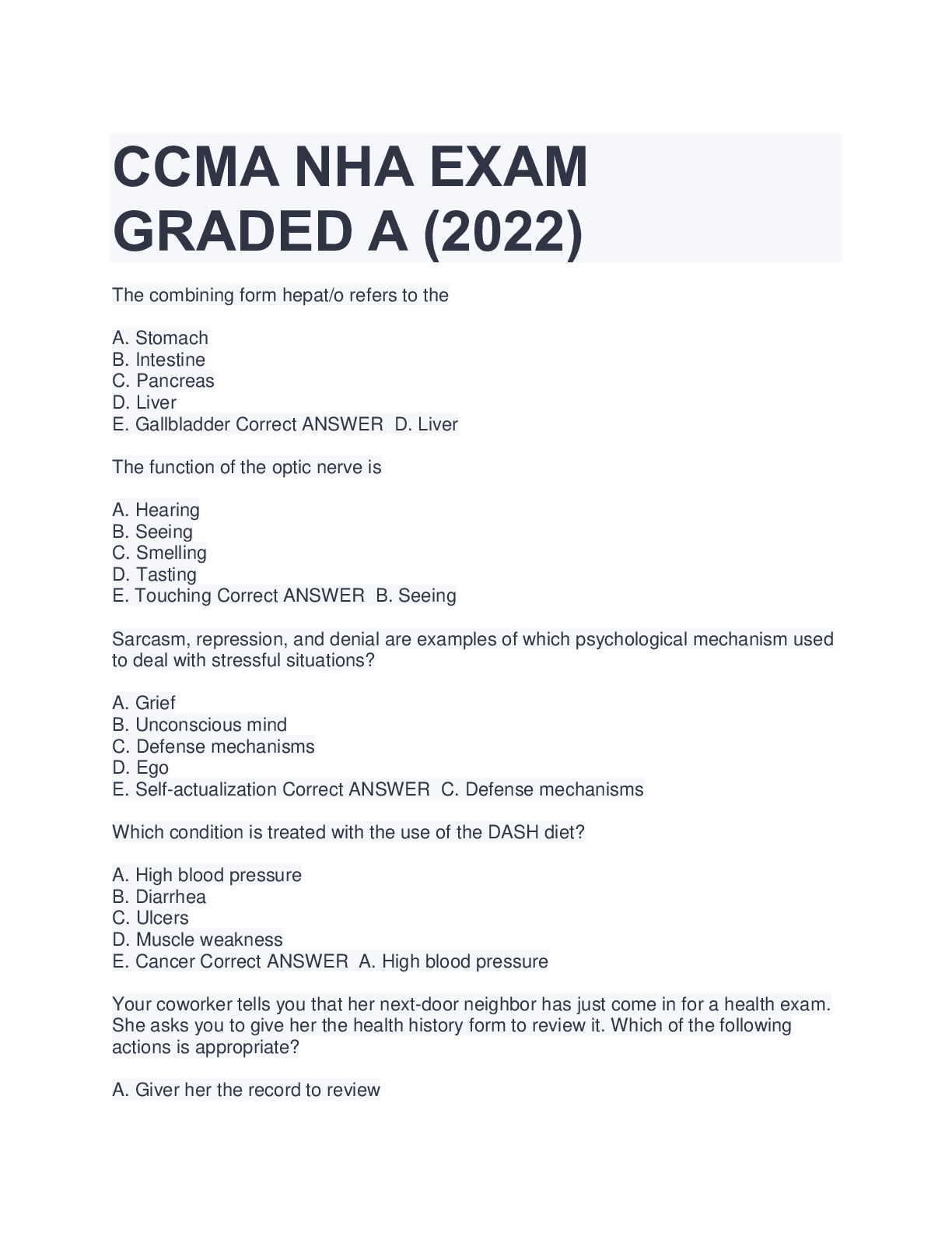 Preview image for CCMA NHA EXAM